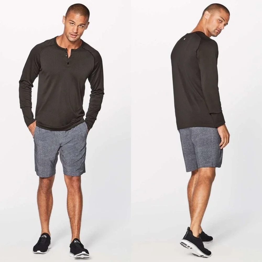 Lululemon Metal Vent Tech Long‎ Sleeve Henley Black M3AM3S Size Small